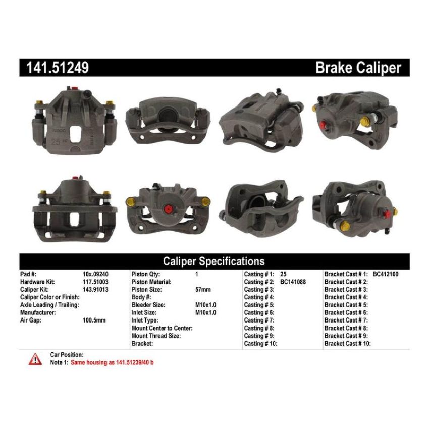 CENTRIC PARTS 141.51249 Centric Semi-Loaded Brake Caliper