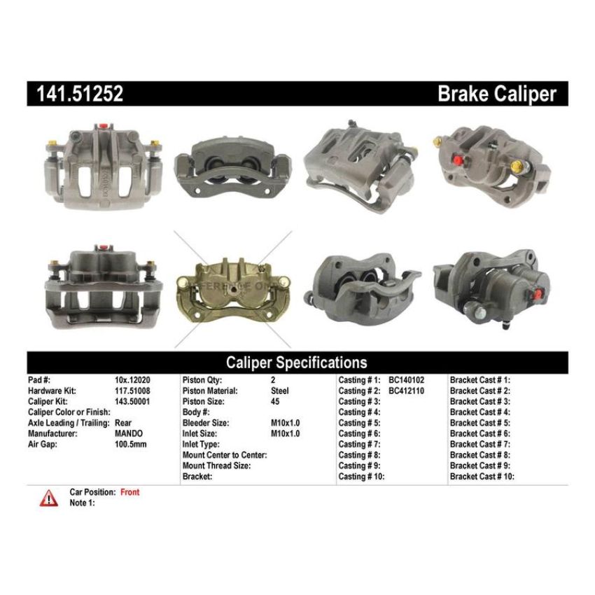 CENTRIC PARTS 141.51252 Centric Semi-Loaded Brake Caliper