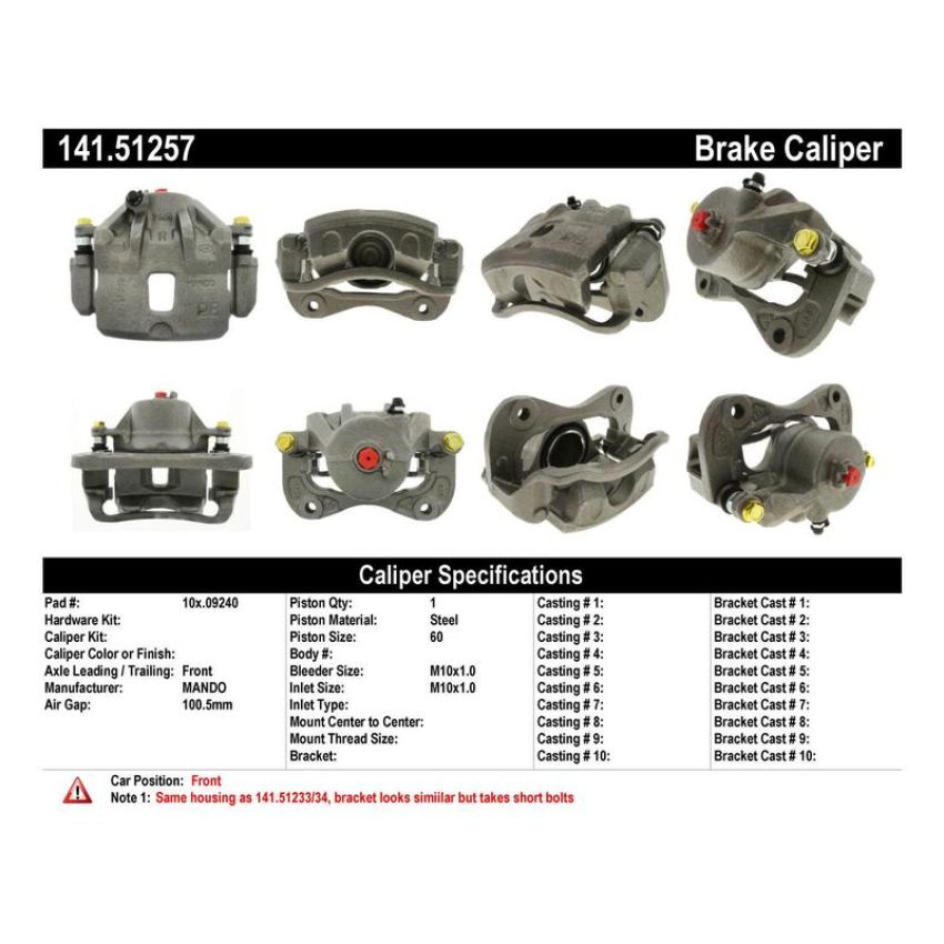 CENTRIC PARTS 141.51257 Centric Semi-Loaded Brake Caliper