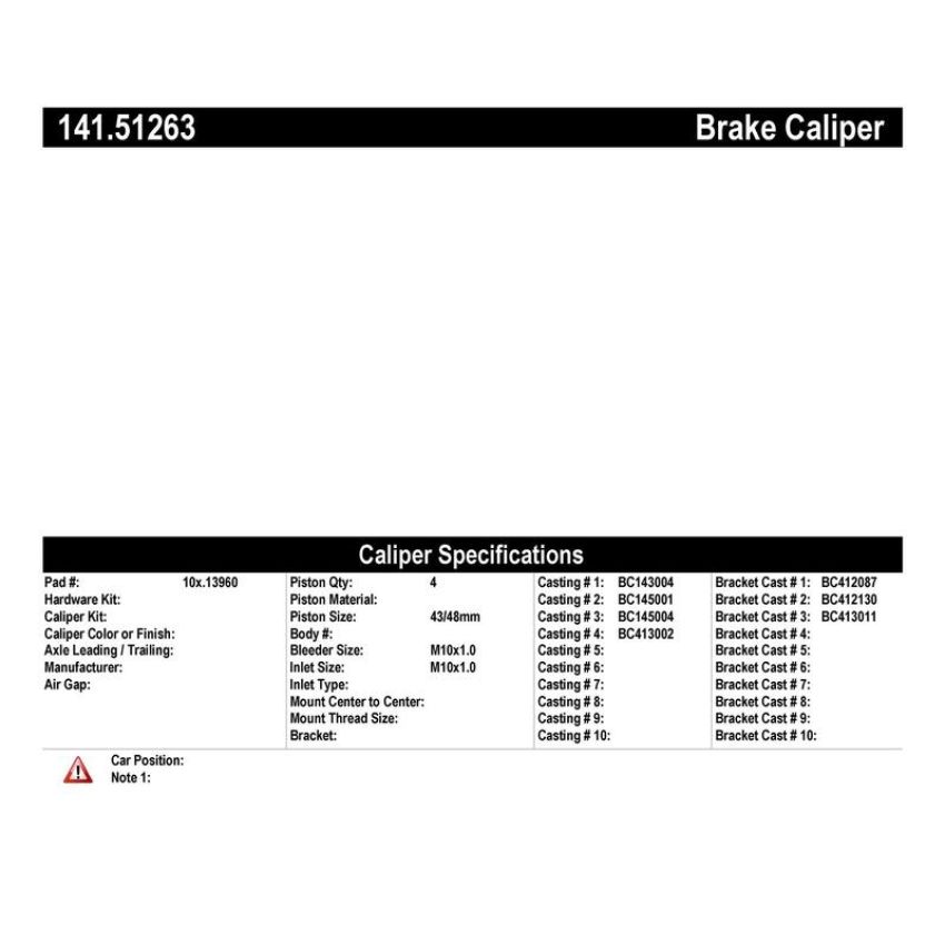 CENTRIC PARTS 141.51263 Centric Semi-Loaded Brake Caliper
