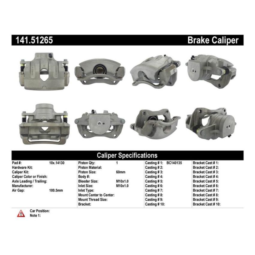 CENTRIC PARTS 141.51265 Centric Semi-Loaded Brake Caliper