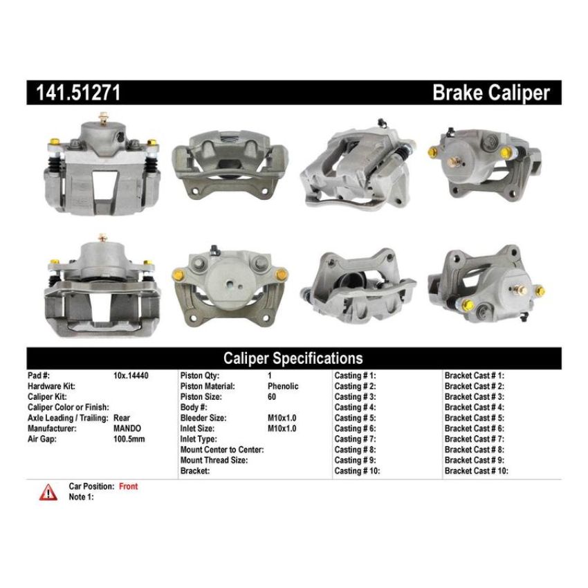 CENTRIC PARTS 141.51271 Centric Semi-Loaded Brake Caliper