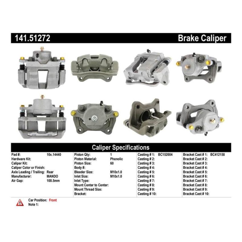 CENTRIC PARTS 141.51272 Centric Semi-Loaded Brake Caliper