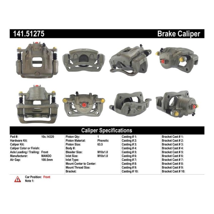 CENTRIC PARTS 141.51275 Centric Semi-Loaded Brake Caliper