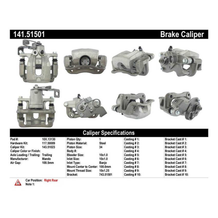 CENTRIC PARTS 141.51501 Centric Semi-Loaded Brake Caliper