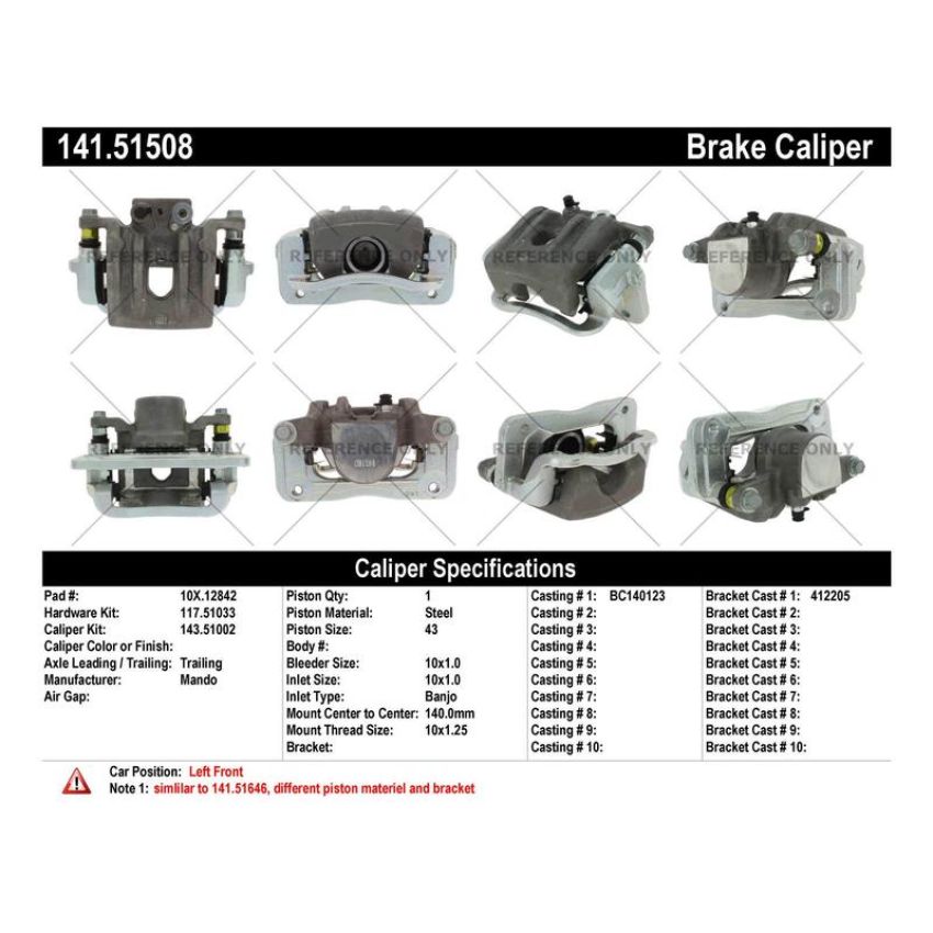CENTRIC PARTS 141.51508 Centric Semi-Loaded Brake Caliper