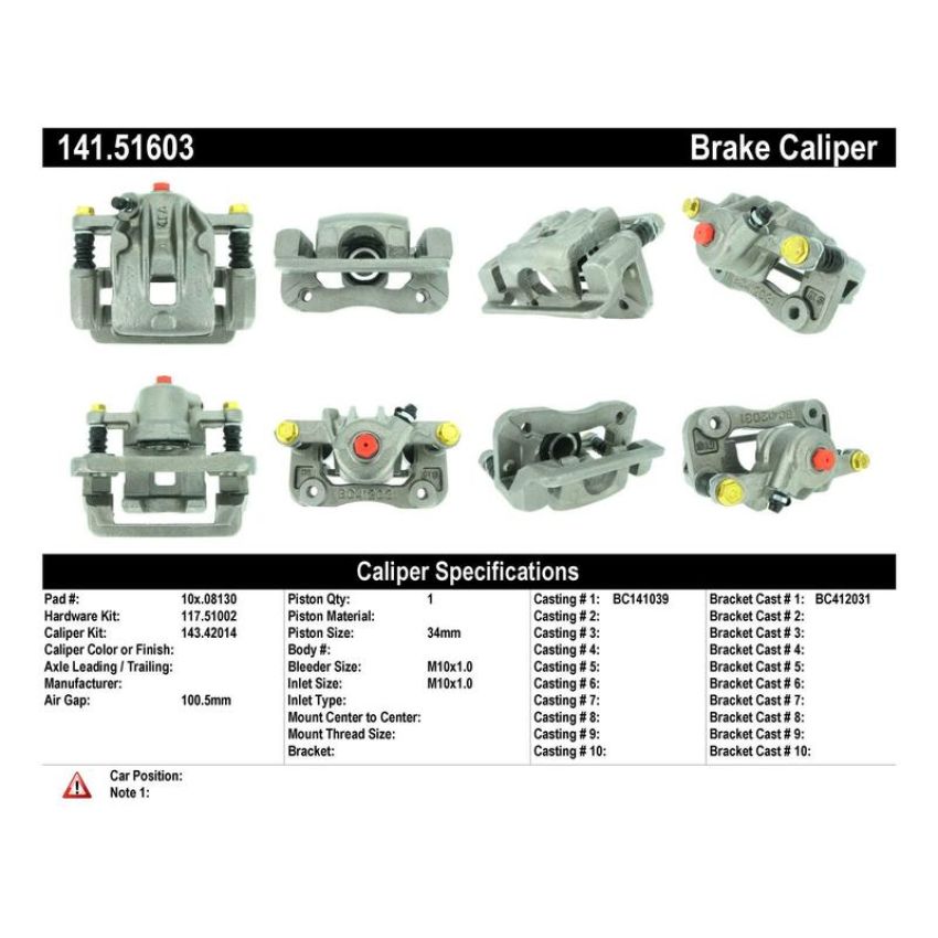 CENTRIC PARTS 141.51603 Centric Semi-Loaded Brake Caliper