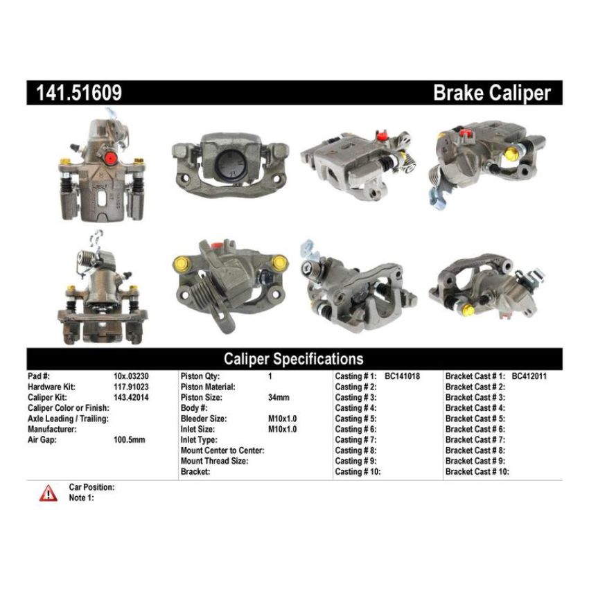 CENTRIC PARTS 141.51609 Centric Semi-Loaded Brake Caliper
