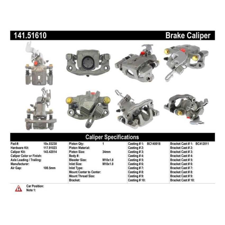 CENTRIC PARTS 141.51610 Centric Semi-Loaded Brake Caliper