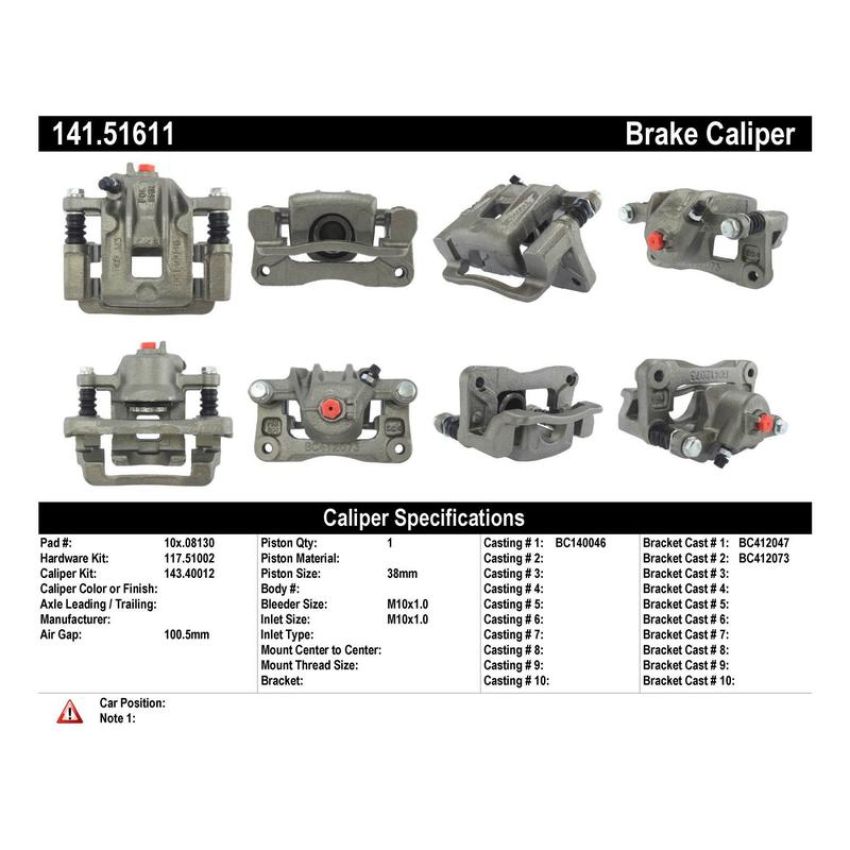CENTRIC PARTS 141.51611 Centric Semi-Loaded Brake Caliper