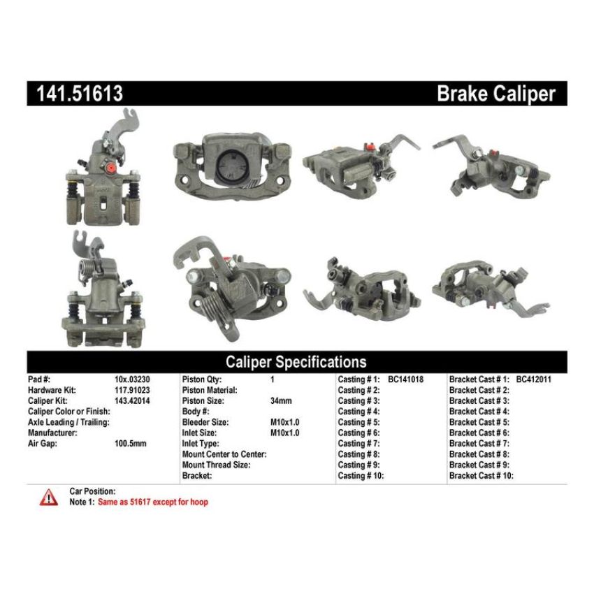CENTRIC PARTS 141.51613 Centric Semi-Loaded Brake Caliper