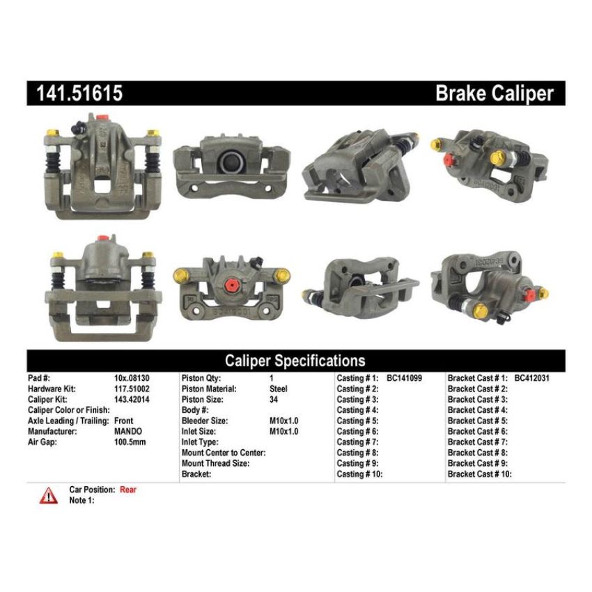 CENTRIC PARTS 141.51615 Centric Semi-Loaded Brake Caliper
