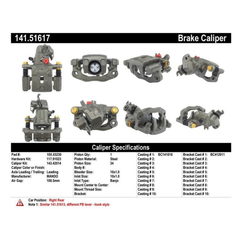 CENTRIC PARTS 141.51617 Centric Semi-Loaded Brake Caliper