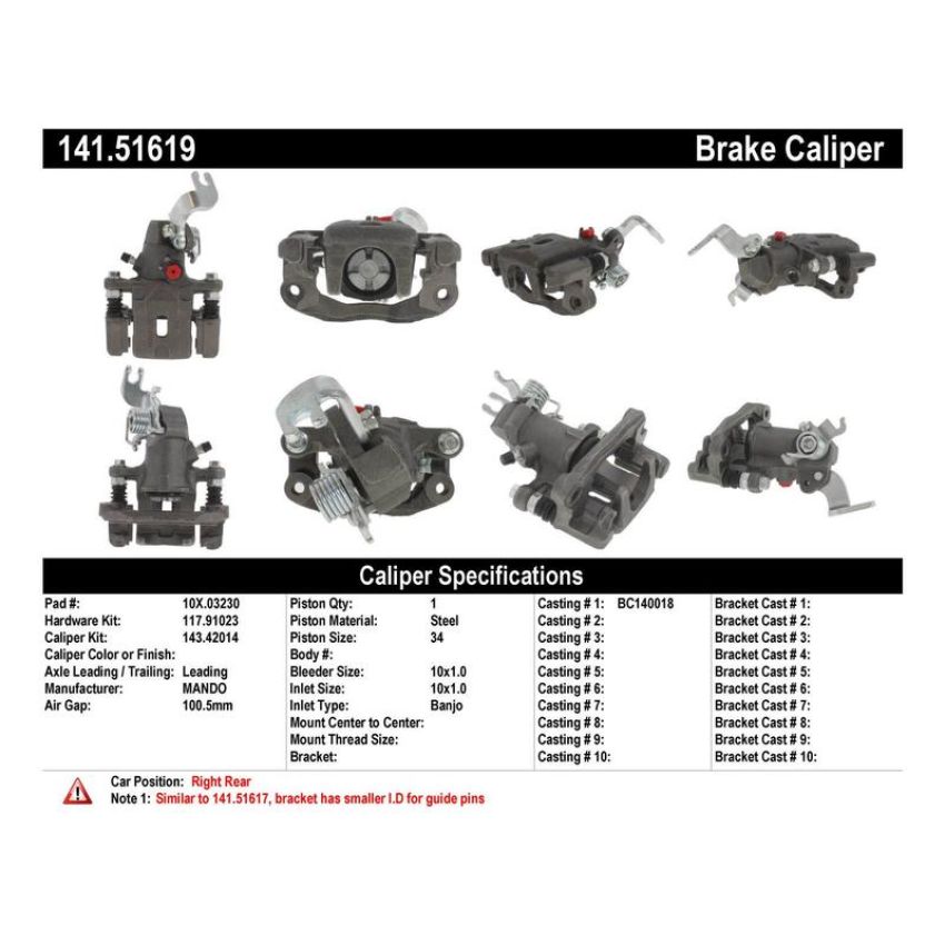 CENTRIC PARTS 141.51619 Centric Semi-Loaded Brake Caliper
