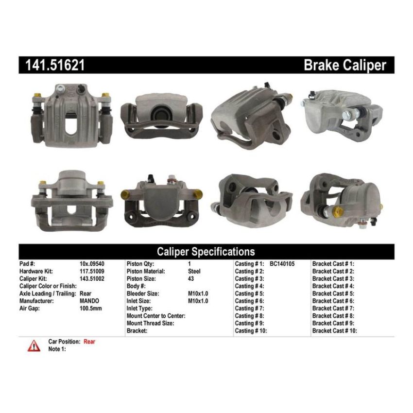CENTRIC PARTS 141.51621 Centric Semi-Loaded Brake Caliper