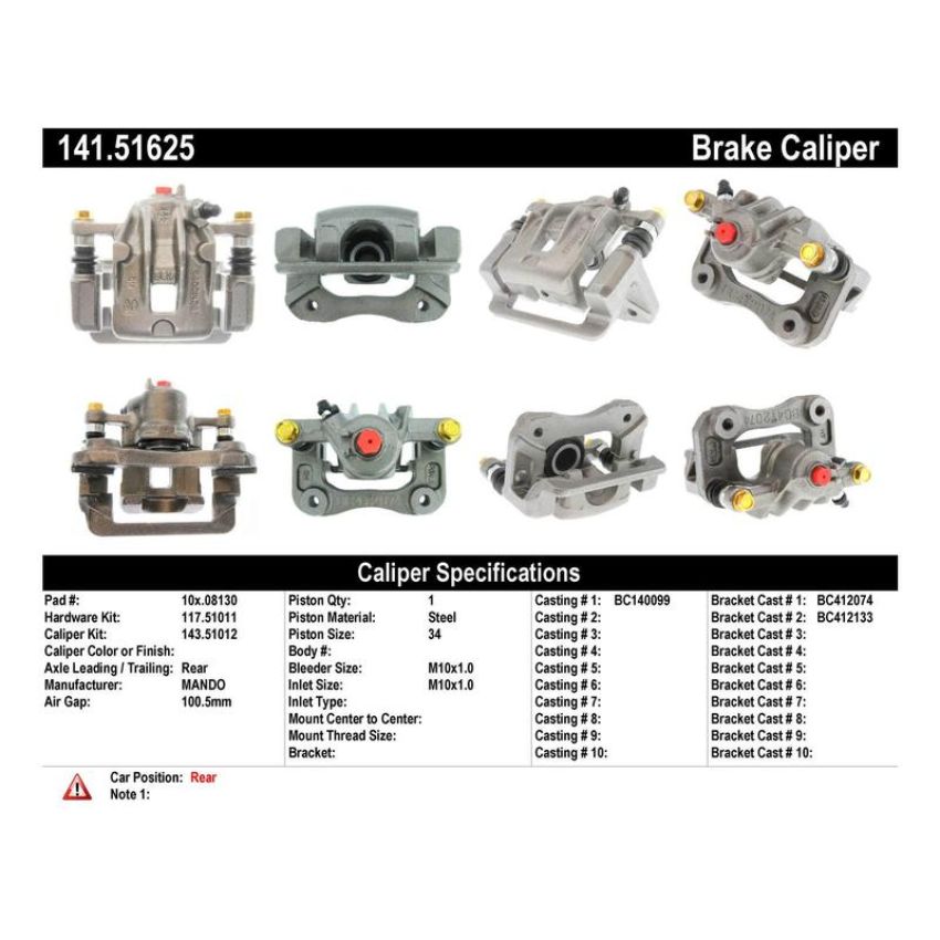 CENTRIC PARTS 141.51625 Centric Semi-Loaded Brake Caliper