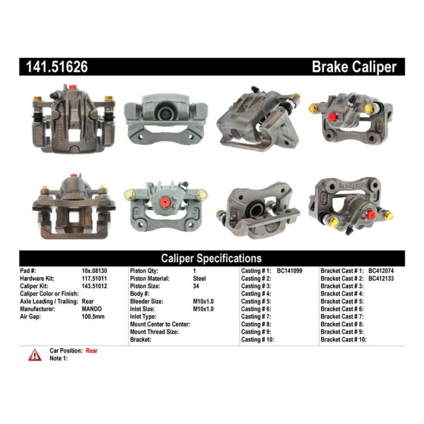 CENTRIC PARTS 141.51626 Centric Semi-Loaded Brake Caliper