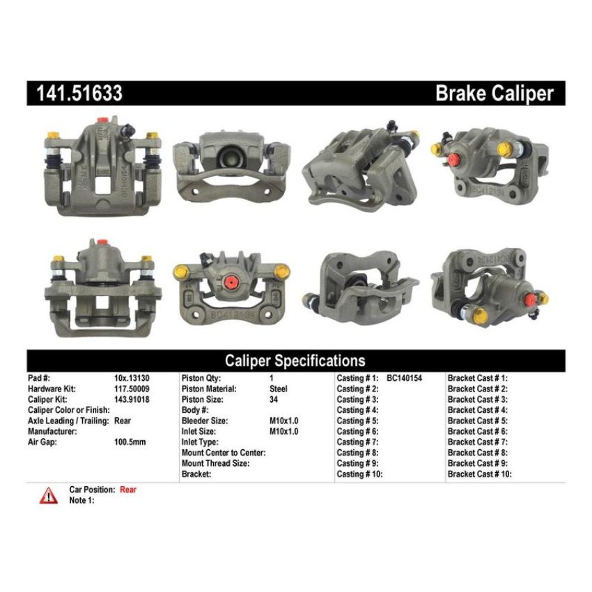 CENTRIC PARTS 141.51633 Centric Semi-Loaded Brake Caliper