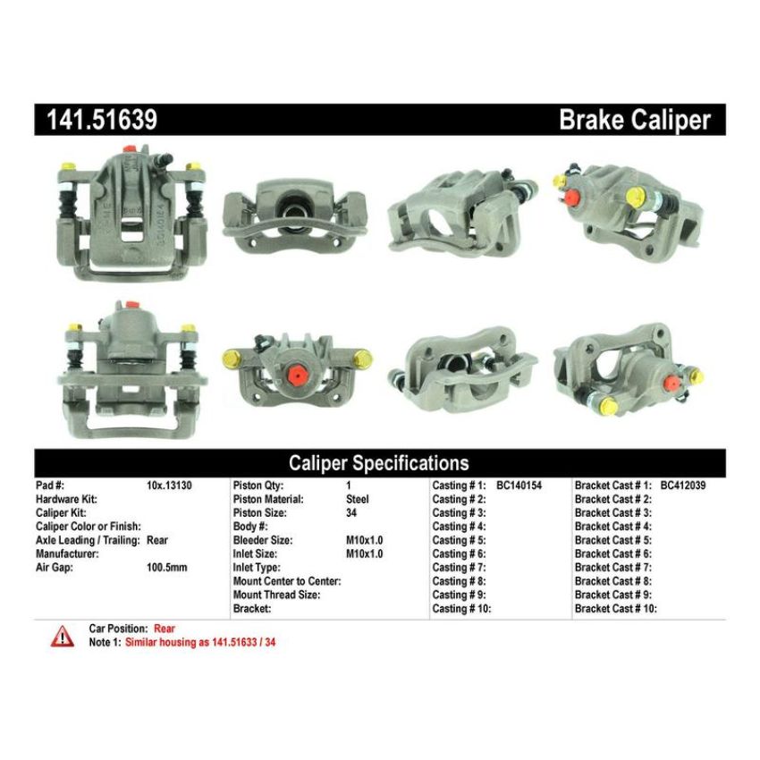 CENTRIC PARTS 141.51639 Centric Semi-Loaded Brake Caliper