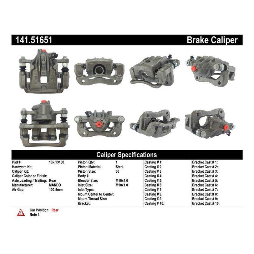 CENTRIC PARTS 141.51651 Centric Semi-Loaded Brake Caliper