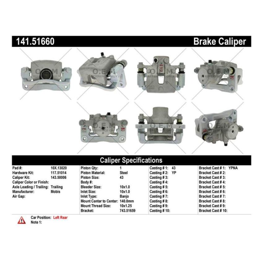 CENTRIC PARTS 141.51660 Centric Semi-Loaded Brake Caliper