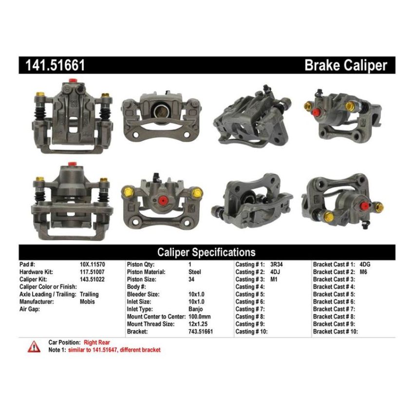 CENTRIC PARTS 141.51661 Centric Semi-Loaded Brake Caliper