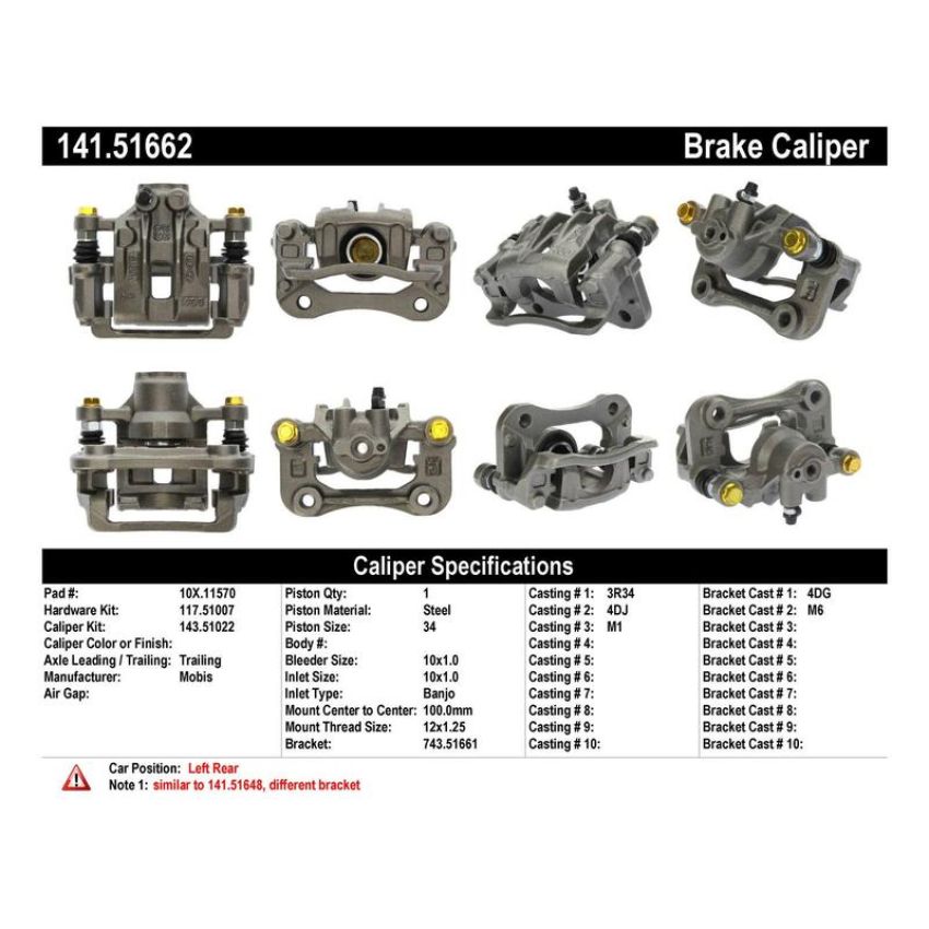 CENTRIC PARTS 141.51662 Centric Semi-Loaded Brake Caliper