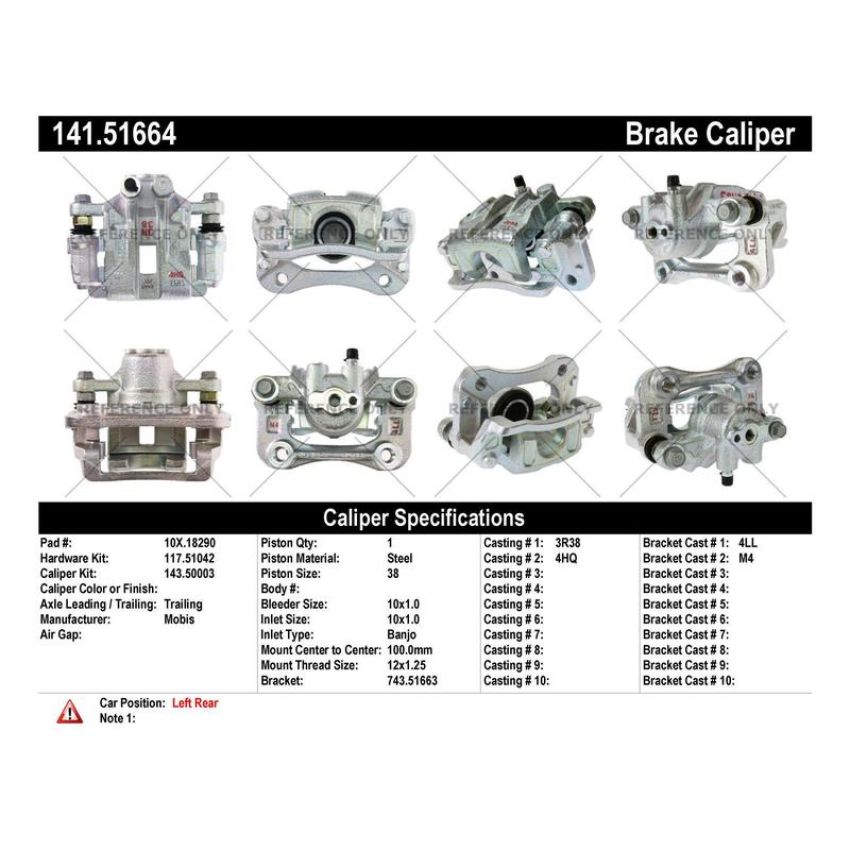 CENTRIC PARTS 141.51664 Centric Semi-Loaded Brake Caliper