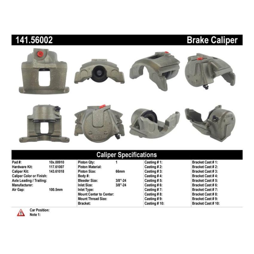 CENTRIC PARTS 141.56002 Centric Semi-Loaded Brake Caliper with New Phenolic Pistons
