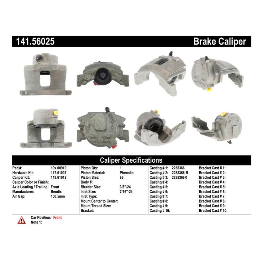 CENTRIC PARTS 141.56025 Centric Semi-Loaded Brake Caliper with New Phenolic Pistons