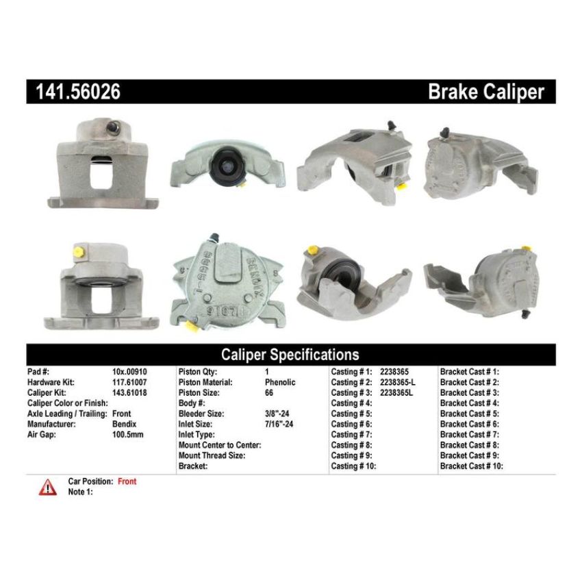 CENTRIC PARTS 141.56026 Centric Semi-Loaded Brake Caliper with New Phenolic Pistons