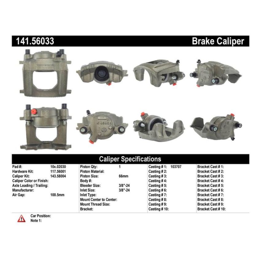 CENTRIC PARTS 141.56033 Centric Semi-Loaded Brake Caliper with New Phenolic Pistons