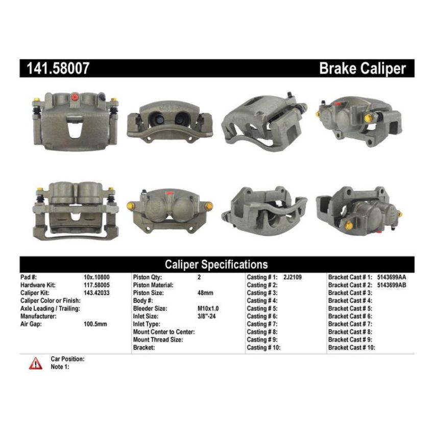 CENTRIC PARTS 141.58007 Centric Semi-Loaded Brake Caliper with New Phenolic Pistons