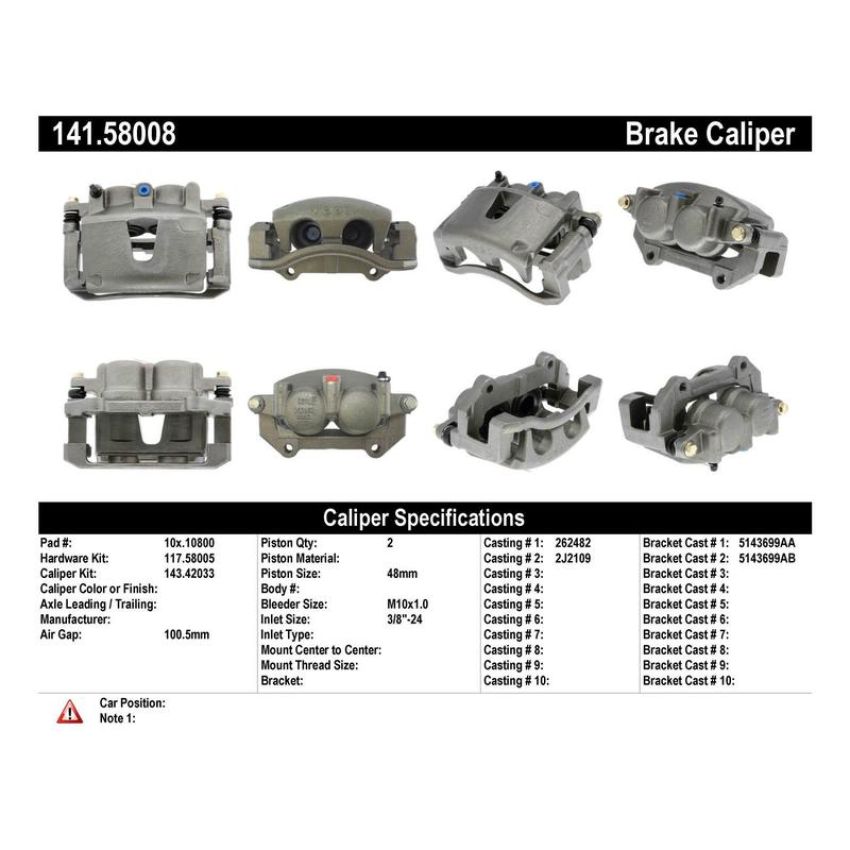 CENTRIC PARTS 141.58008 Centric Semi-Loaded Brake Caliper with New Phenolic Pistons
