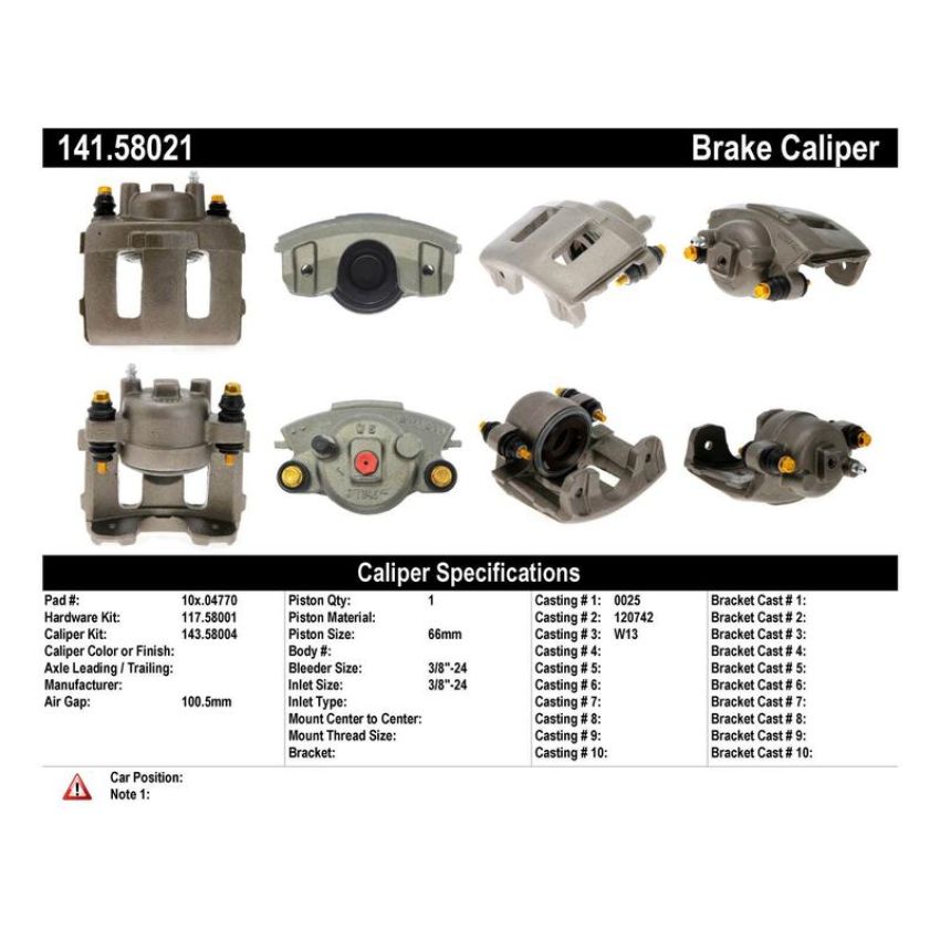 CENTRIC PARTS 141.58021 Centric Semi-Loaded Brake Caliper with New Phenolic Pistons