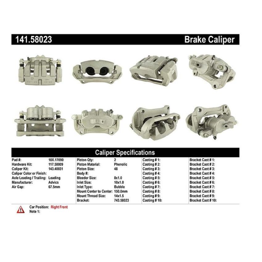 CENTRIC PARTS 141.58023 Centric Semi-Loaded Brake Caliper with New Phenolic Pistons