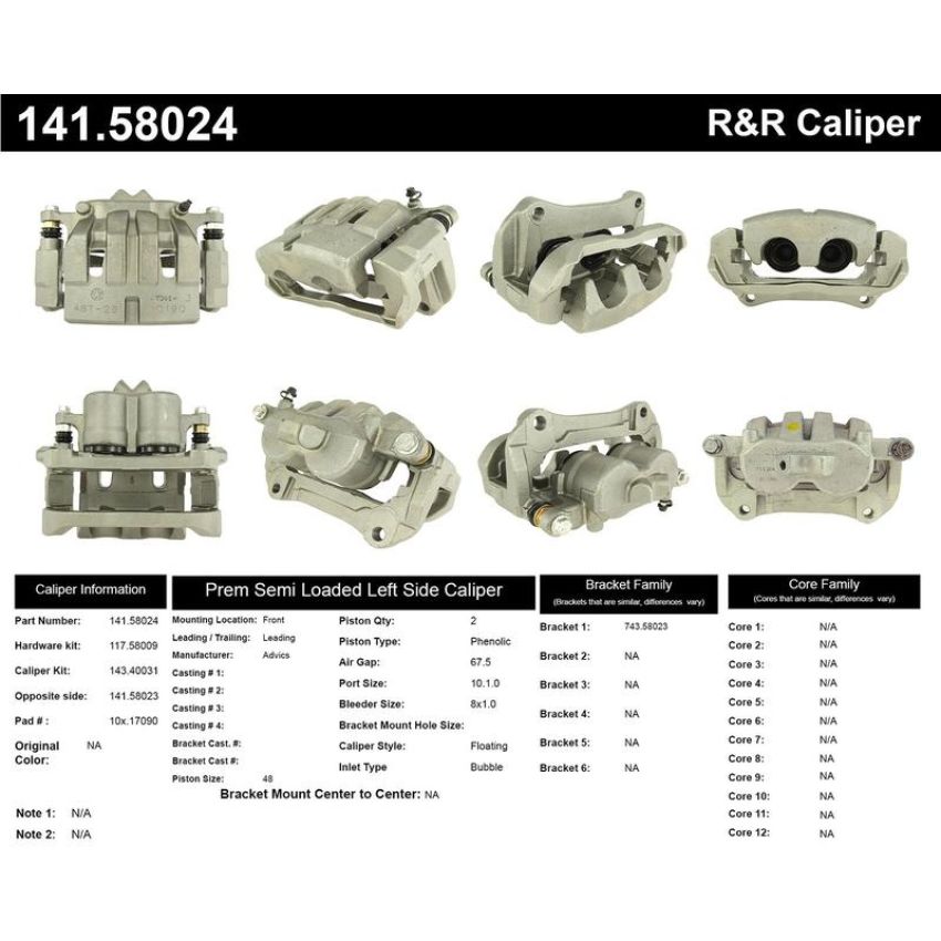 CENTRIC PARTS 141.58024 Centric Semi-Loaded Brake Caliper with New Phenolic Pistons