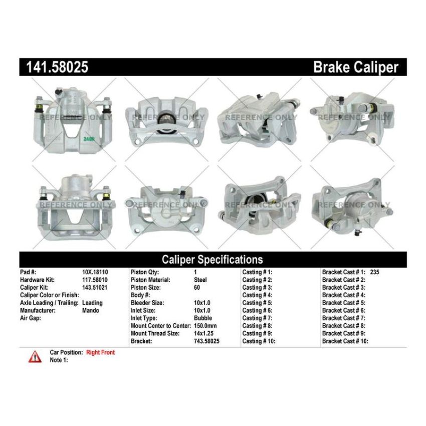 CENTRIC PARTS 141.58025 Centric Semi-Loaded Brake Caliper