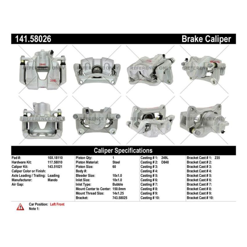 CENTRIC PARTS 141.58026 Centric Semi-Loaded Brake Caliper