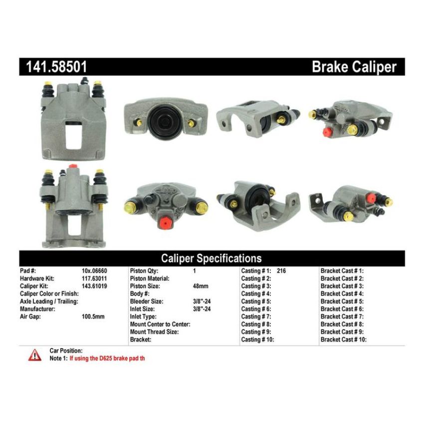 CENTRIC PARTS 141.58501 Centric Semi-Loaded Brake Caliper with New Phenolic Pistons