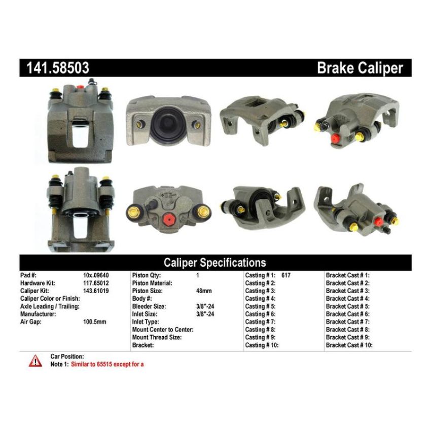 CENTRIC PARTS 141.58503 Centric Semi-Loaded Brake Caliper with New Phenolic Pistons