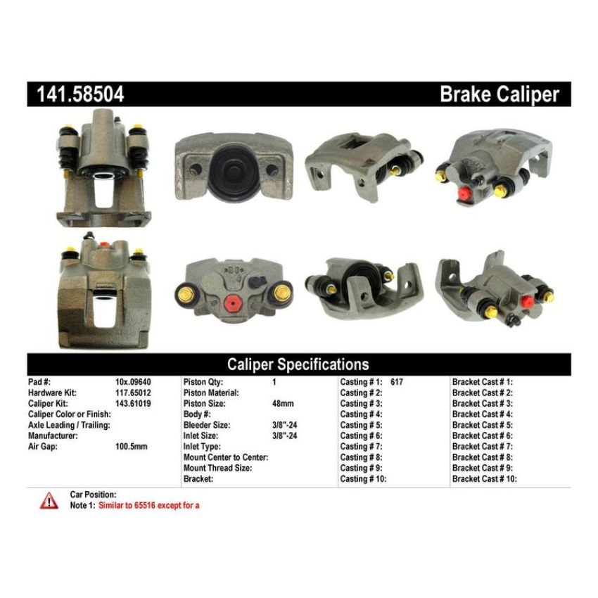 CENTRIC PARTS 141.58504 Centric Semi-Loaded Brake Caliper with New Phenolic Pistons