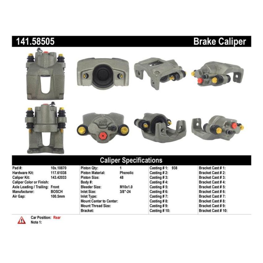 CENTRIC PARTS 141.58505 Centric Semi-Loaded Brake Caliper with New Phenolic Pistons