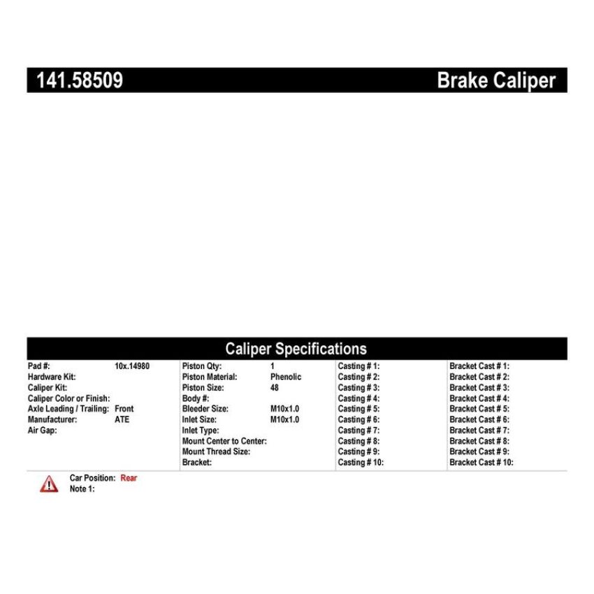 CENTRIC PARTS 141.58509 Centric Semi-Loaded Brake Caliper with New Phenolic Pistons