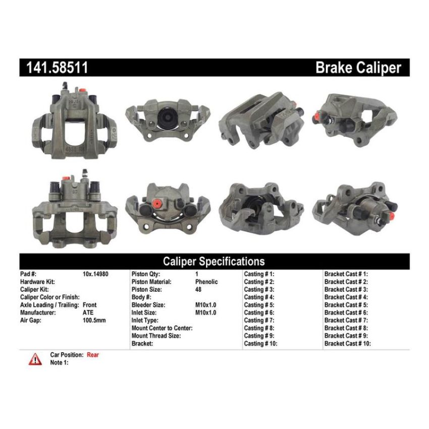 CENTRIC PARTS 141.58511 Centric Semi-Loaded Brake Caliper with New Phenolic Pistons