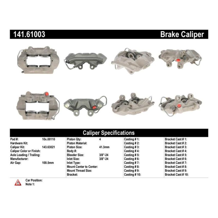 CENTRIC PARTS 141.61003 Centric Semi-Loaded Brake Caliper