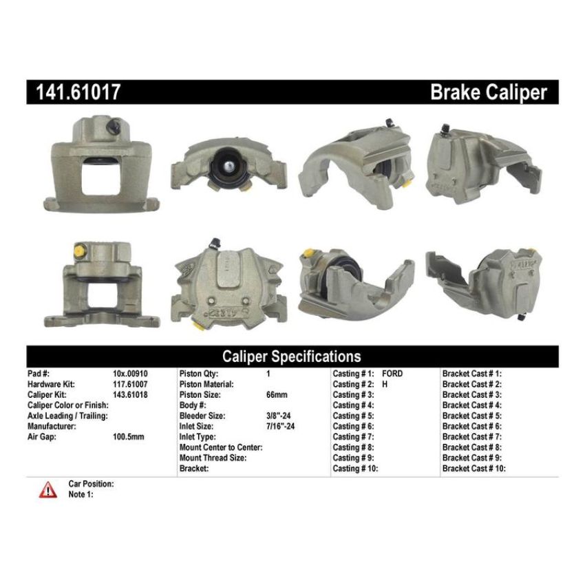 CENTRIC PARTS 141.61017 Centric Semi-Loaded Brake Caliper with New Phenolic Pistons