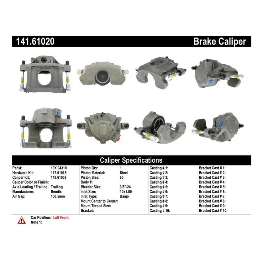 CENTRIC PARTS 141.61020 Centric Semi-Loaded Brake Caliper