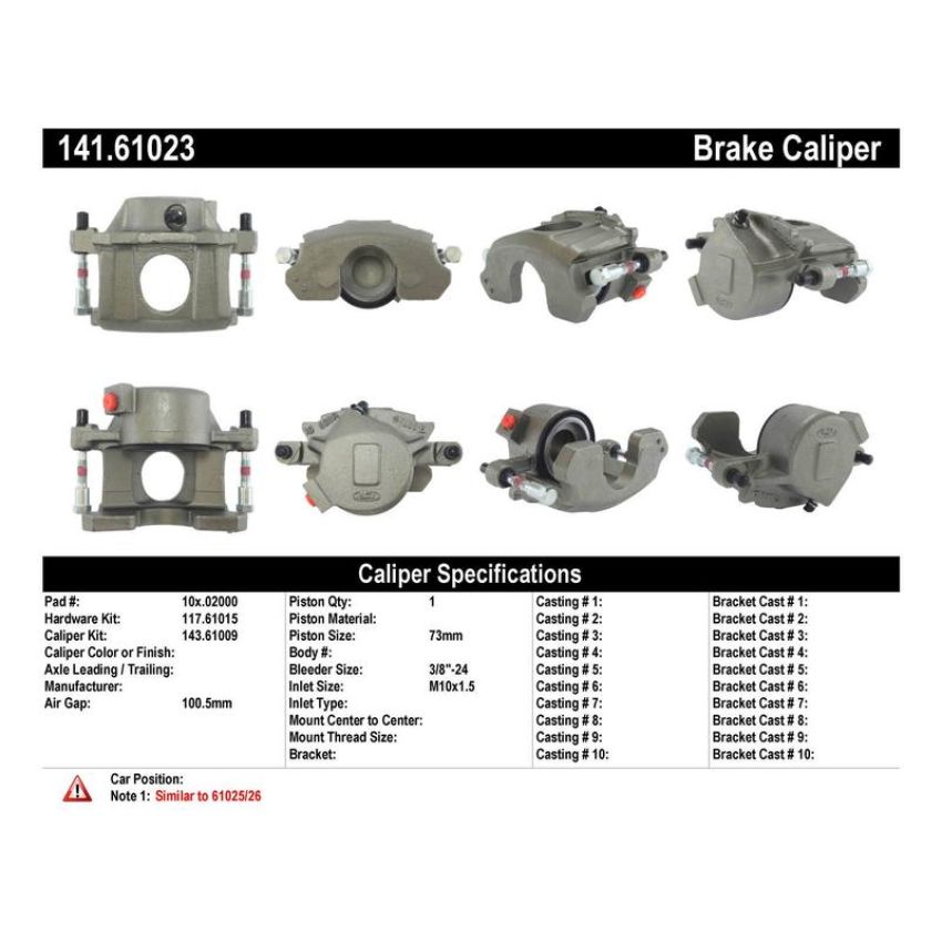 CENTRIC PARTS 141.61023 Centric Semi-Loaded Brake Caliper