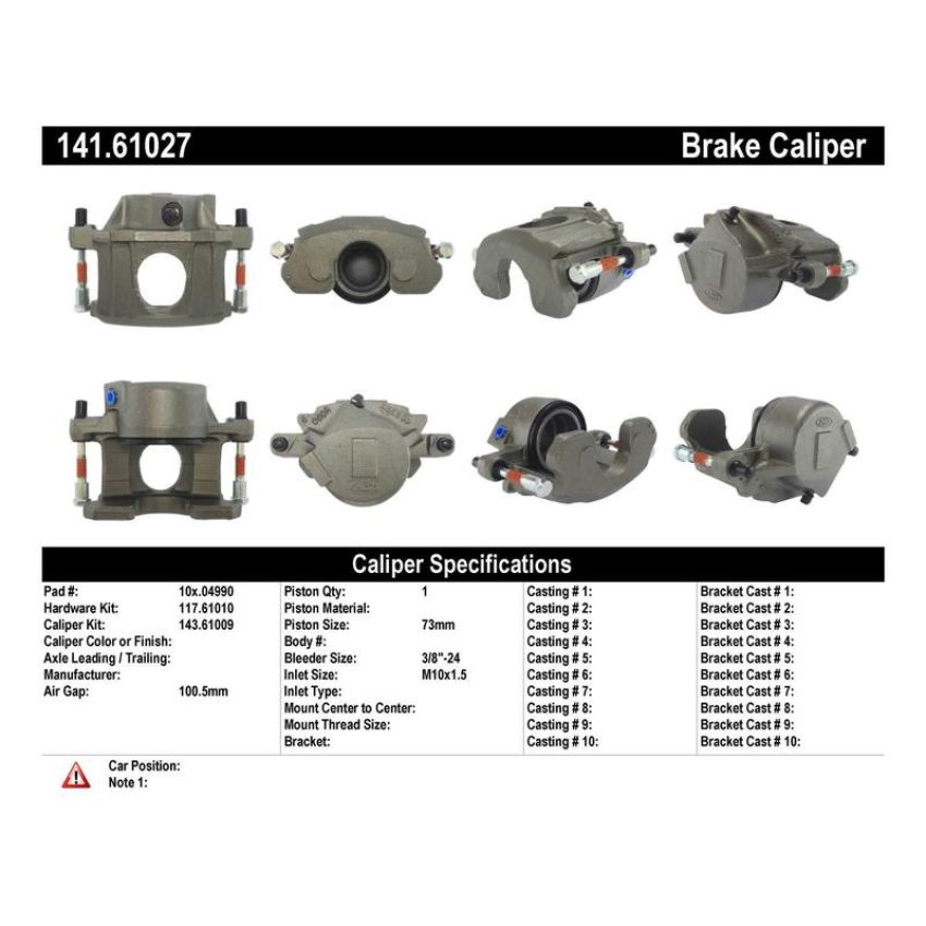 CENTRIC PARTS 141.61027 Centric Semi-Loaded Brake Caliper